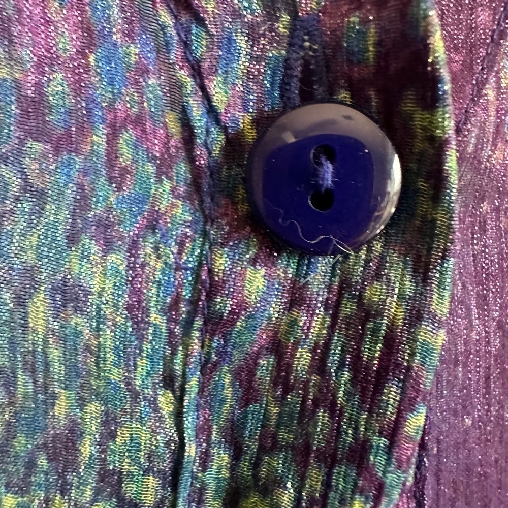 Maggie Barnes Catherines 5X Purple Teal Sheer Button Cardigan Top Plus Size - Picture 3 of 4